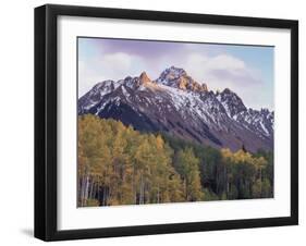 Colorado, San Juan Mts, Fall Colors of Aspen Trees and Mount Sneffels-Christopher Talbot Frank-Framed Premium Photographic Print