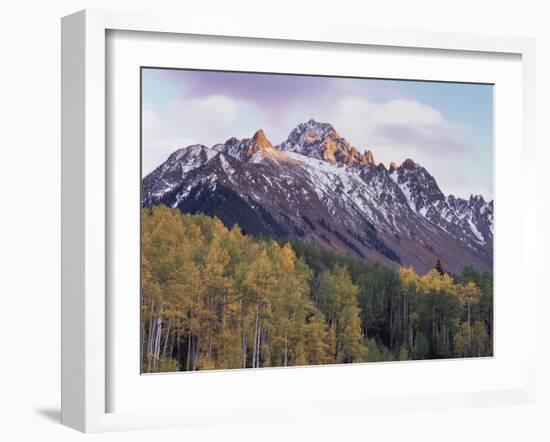 Colorado, San Juan Mts, Fall Colors of Aspen Trees and Mount Sneffels-Christopher Talbot Frank-Framed Premium Photographic Print