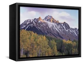 Colorado, San Juan Mts, Fall Colors of Aspen Trees and Mount Sneffels-Christopher Talbot Frank-Framed Stretched Canvas