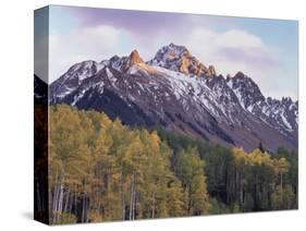 Colorado, San Juan Mts, Fall Colors of Aspen Trees and Mount Sneffels-Christopher Talbot Frank-Stretched Canvas