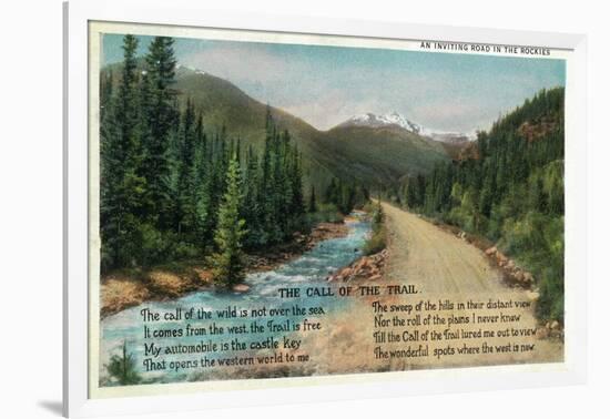 Colorado - Scenic Road in the Rocky Mountains, Poem-Lantern Press-Framed Art Print