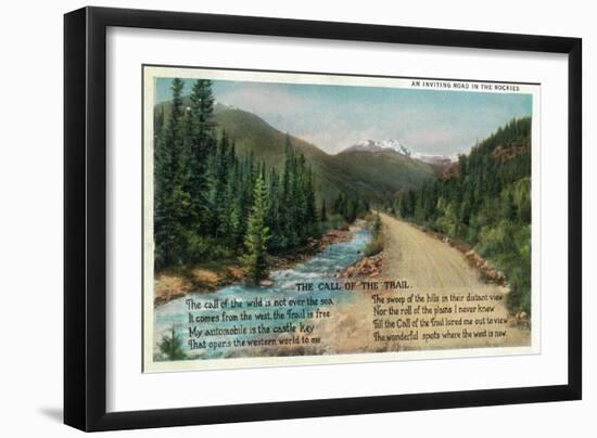 Colorado - Scenic Road in the Rocky Mountains, Poem-Lantern Press-Framed Art Print