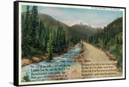 Colorado - Scenic Road in the Rocky Mountains, Poem-Lantern Press-Framed Stretched Canvas