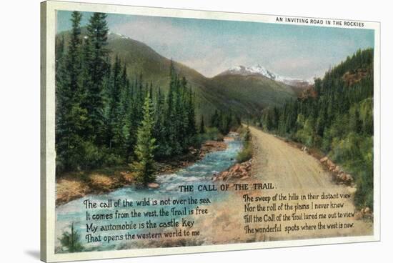 Colorado - Scenic Road in the Rocky Mountains, Poem-Lantern Press-Stretched Canvas