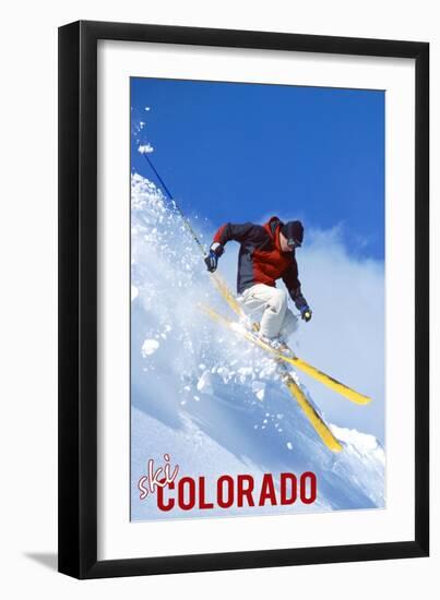 Colorado - Skier-Lantern Press-Framed Art Print