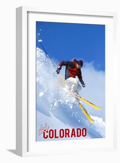 Colorado - Skier-Lantern Press-Framed Art Print