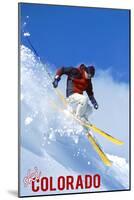 Colorado - Skier-Lantern Press-Mounted Art Print