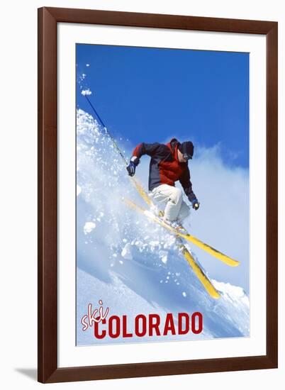 Colorado - Skier-Lantern Press-Framed Art Print