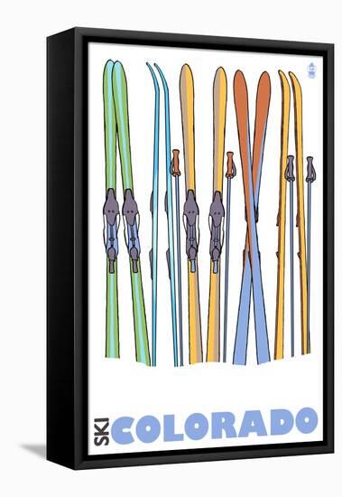 Colorado, Skis in the Snow-Lantern Press-Framed Stretched Canvas