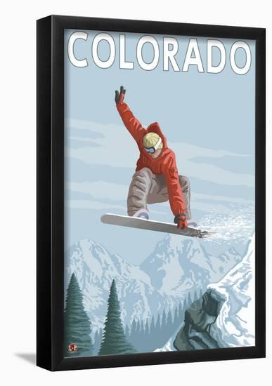 Colorado, Snowboarder Jumping-null-Framed Poster