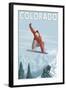 Colorado, Snowboarder Jumping-Lantern Press-Framed Art Print