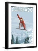 Colorado, Snowboarder Jumping-Lantern Press-Framed Art Print