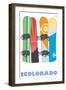 Colorado, Snowboards in the Snow-Lantern Press-Framed Art Print