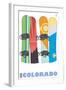 Colorado, Snowboards in the Snow-Lantern Press-Framed Art Print