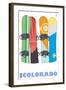 Colorado, Snowboards in the Snow-Lantern Press-Framed Art Print