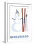 Colorado, Snowman with Skis-Lantern Press-Framed Art Print