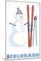 Colorado, Snowman with Skis-Lantern Press-Mounted Art Print