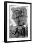 Colorado Springs, CO - Garden of Gods Balanced Rock, Men on Burros-Lantern Press-Framed Art Print