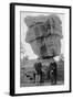 Colorado Springs, CO - Garden of Gods Balanced Rock, Men on Burros-Lantern Press-Framed Art Print