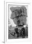 Colorado Springs, CO - Garden of Gods Balanced Rock, Men on Burros-Lantern Press-Framed Art Print