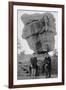 Colorado Springs, CO - Garden of Gods Balanced Rock, Men on Burros-Lantern Press-Framed Art Print