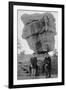 Colorado Springs, CO - Garden of Gods Balanced Rock, Men on Burros-Lantern Press-Framed Art Print