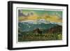 Colorado Springs, CO, Sunset over Pikes Peak View from the Mesa Road-Lantern Press-Framed Art Print