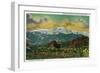 Colorado Springs, CO, Sunset over Pikes Peak View from the Mesa Road-Lantern Press-Framed Art Print