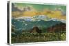 Colorado Springs, CO, Sunset over Pikes Peak View from the Mesa Road-Lantern Press-Stretched Canvas