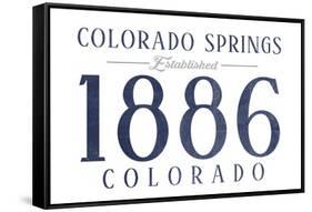 Colorado Springs, Colorado - Established Date (Blue)-Lantern Press-Framed Stretched Canvas