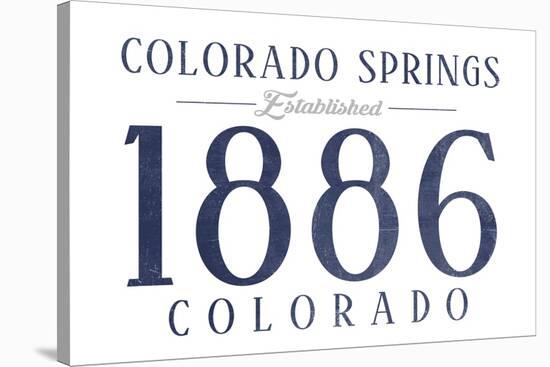 Colorado Springs, Colorado - Established Date (Blue)-Lantern Press-Stretched Canvas