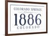 Colorado Springs, Colorado - Established Date (Blue)-Lantern Press-Framed Art Print