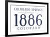 Colorado Springs, Colorado - Established Date (Blue)-Lantern Press-Framed Art Print