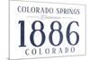 Colorado Springs, Colorado - Established Date (Blue)-Lantern Press-Mounted Art Print