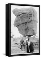 Colorado Springs, Colorado - Family Posing by Balanced Rock in Garden of Gods-Lantern Press-Framed Stretched Canvas