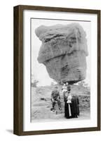 Colorado Springs, Colorado - Family Posing by Balanced Rock in Garden of Gods-Lantern Press-Framed Art Print