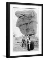 Colorado Springs, Colorado - Family Posing by Balanced Rock in Garden of Gods-Lantern Press-Framed Art Print