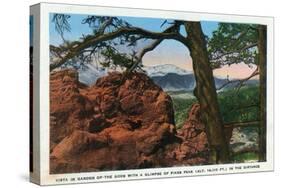 Colorado Springs, Colorado, Garden of the Gods Vista View of Pikes Peak-Lantern Press-Stretched Canvas