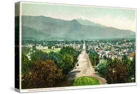 Colorado Springs, Colorado - Panoramic View of Town with Pikes Peak-Lantern Press-Stretched Canvas