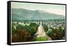 Colorado Springs, Colorado - Panoramic View of Town with Pikes Peak-Lantern Press-Framed Stretched Canvas