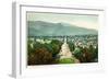 Colorado Springs, Colorado - Panoramic View of Town with Pikes Peak-Lantern Press-Framed Art Print