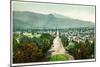 Colorado Springs, Colorado - Panoramic View of Town with Pikes Peak-Lantern Press-Mounted Art Print