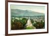 Colorado Springs, Colorado - Panoramic View of Town with Pikes Peak-Lantern Press-Framed Premium Giclee Print