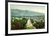 Colorado Springs, Colorado - Panoramic View of Town with Pikes Peak-Lantern Press-Framed Premium Giclee Print