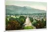 Colorado Springs, Colorado - Panoramic View of Town with Pikes Peak-Lantern Press-Mounted Premium Giclee Print