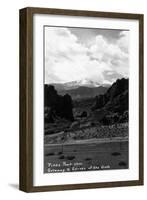 Colorado Springs, Colorado, Pikes Peak through Gateway to Garden of the Gods-Lantern Press-Framed Art Print