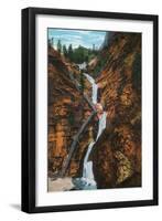 Colorado Springs, Colorado - South Cheyenne Canyon, Seven Falls View-Lantern Press-Framed Art Print