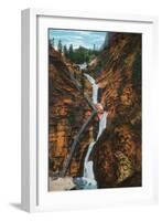 Colorado Springs, Colorado - South Cheyenne Canyon, Seven Falls View-Lantern Press-Framed Art Print