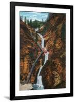 Colorado Springs, Colorado - South Cheyenne Canyon, Seven Falls View-Lantern Press-Framed Art Print