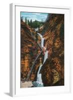 Colorado Springs, Colorado - South Cheyenne Canyon, Seven Falls View-Lantern Press-Framed Art Print